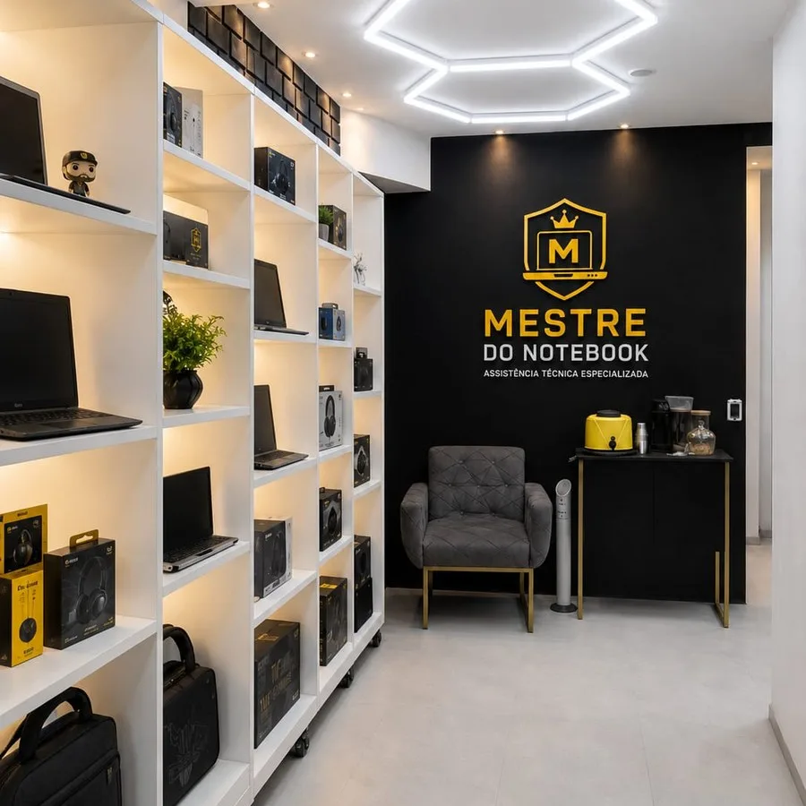 Área de atendimento da Mestre do Notebook para avaliação de tela
